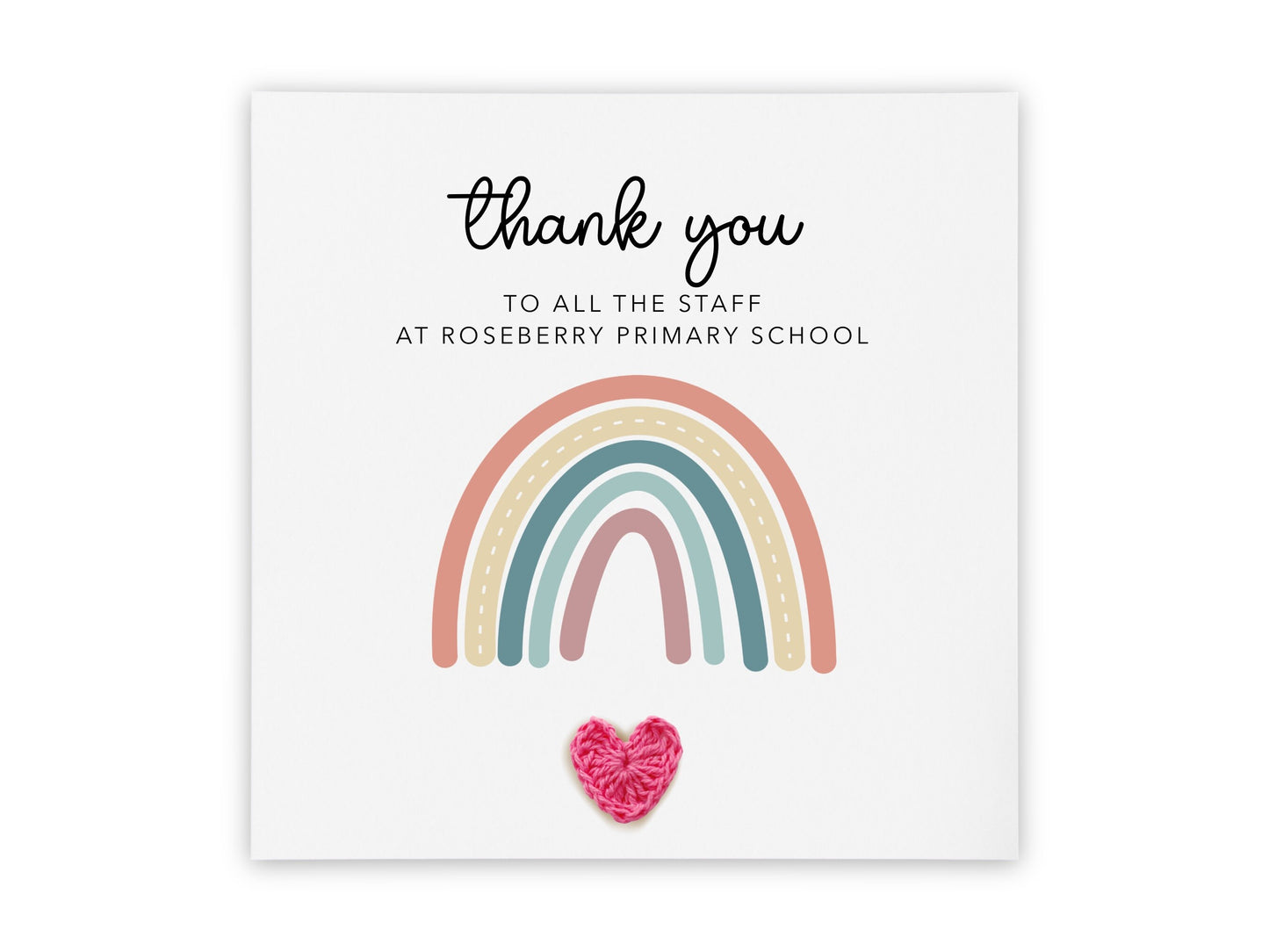 Personalised Thank You Teacher Card, Lockdown Teacher Thank You, Rainbow Teacher Greeting Card, Classroom, School Thank You Card