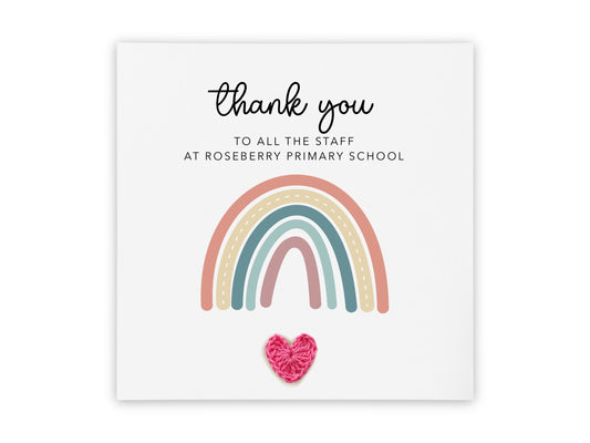 Personalised Thank You Teacher Card, Lockdown Teacher Thank You, Rainbow Teacher Greeting Card, Classroom, School Thank You Card