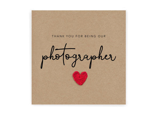 Thank You For Being Our Photographer, Wedding Party Thank You Card, Wedding Photographer Gift, Wedding Thank You Card, Simple