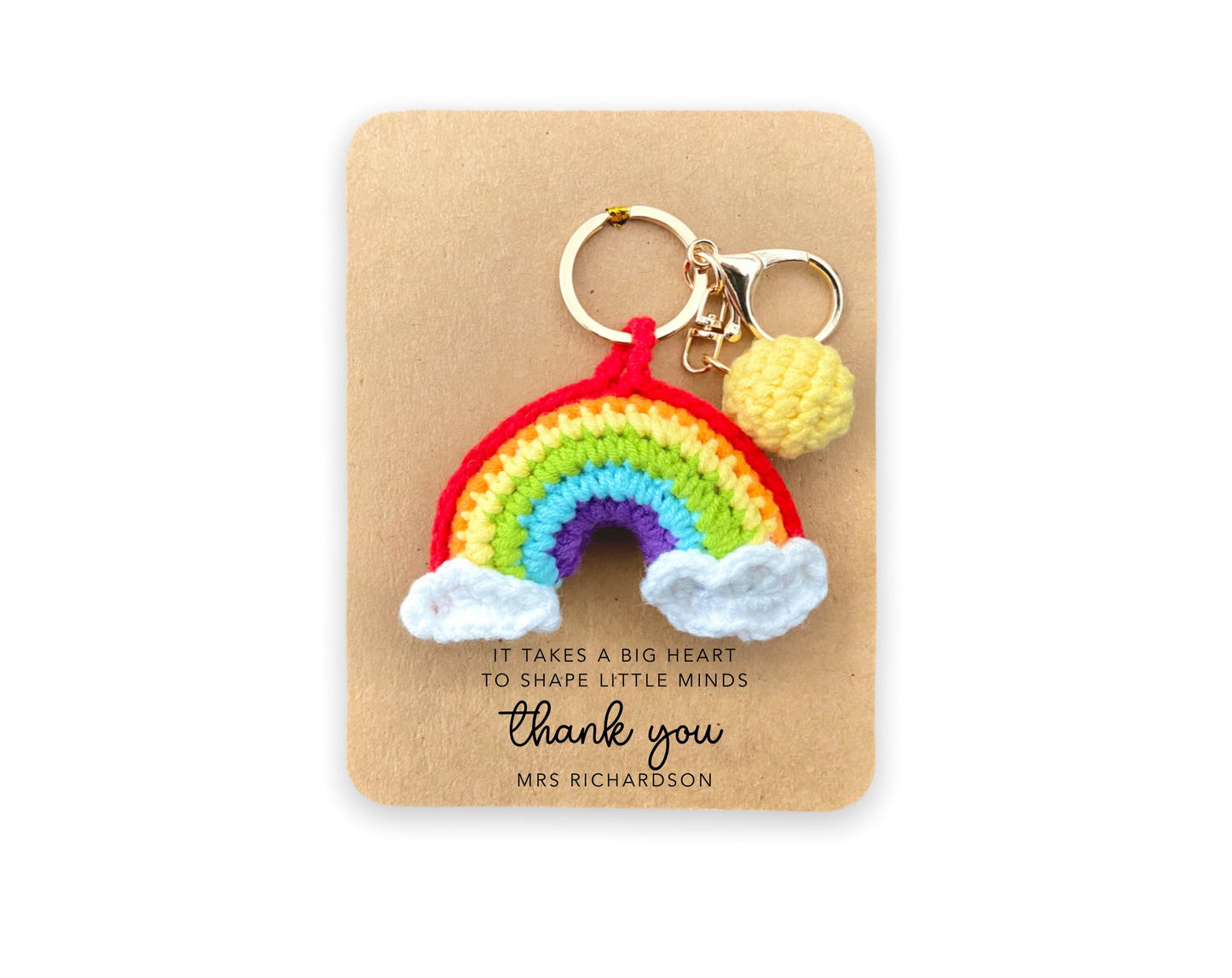 Thank You Gift For Teachers,  Personalised Teacher Card, Card For Teaching Assistant, Rainbow Nursery Card, School Teacher Gift Keyring,