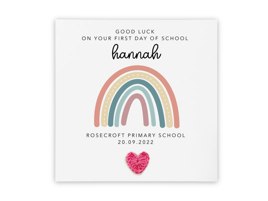 Personalised First Day Of School Card , New School Card, Going To School Card, Reception Card, First Day of School Card, Rainbow School Card