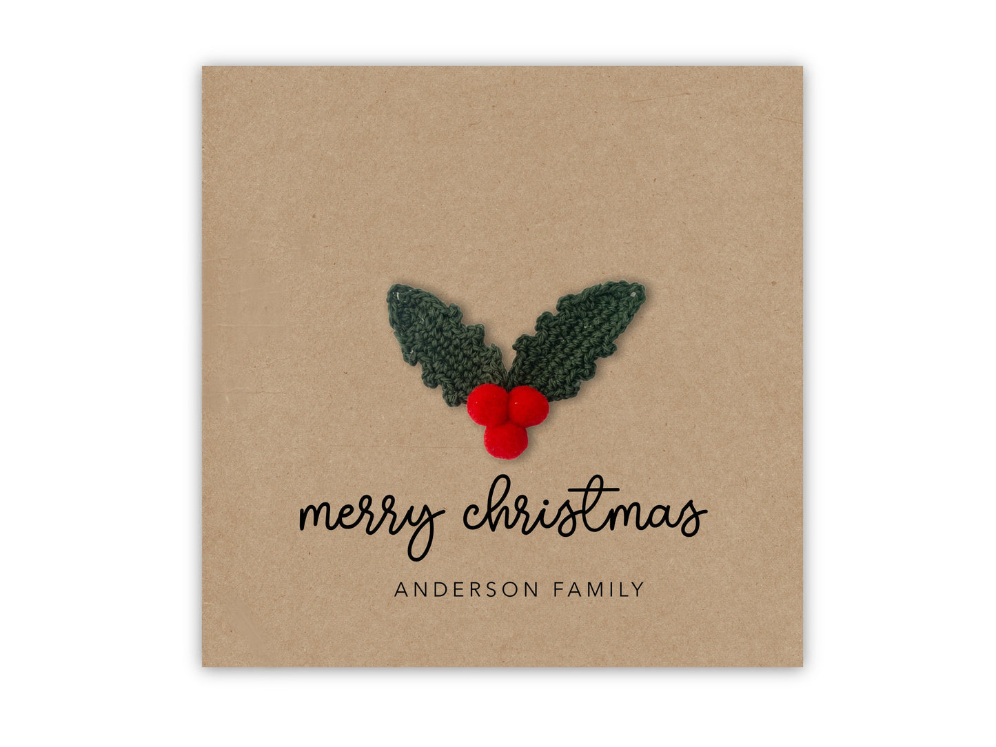 Personalised Merry Christmas to family, personalised Christmas card for family, Handmade Christmas Card, Xmas Card Personliased, Holly Card