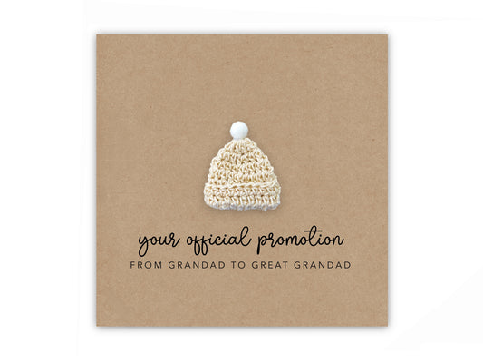 Pregnancy Announcement Card, Your Official Promotion Notice From Grandad to Great Grandad , Baby reveal, Card to Dad Grandad,  Announcement