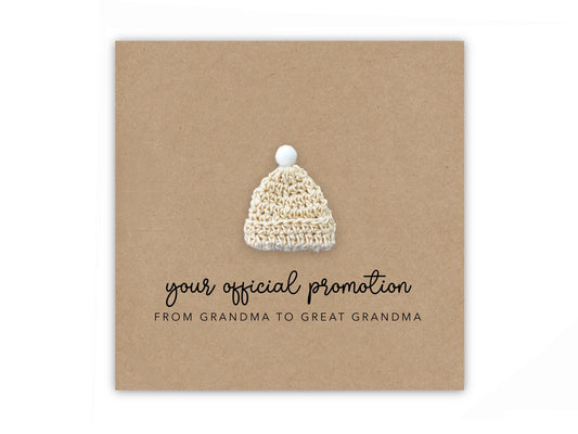 Pregnancy Announcement Card, Your Official Promotion Notice From Grandma to Great Grandma , Baby reveal, Card to Grandma,  Announcement