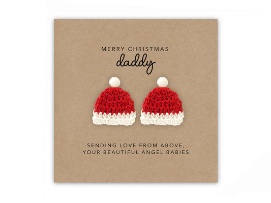 Merry Christmas Card for Daddy from Baby in Heaven Twins, Bereaved Dad Baby Loss Card, Angel Baby, Christmas Rainbow Baby Card, From Heaven,