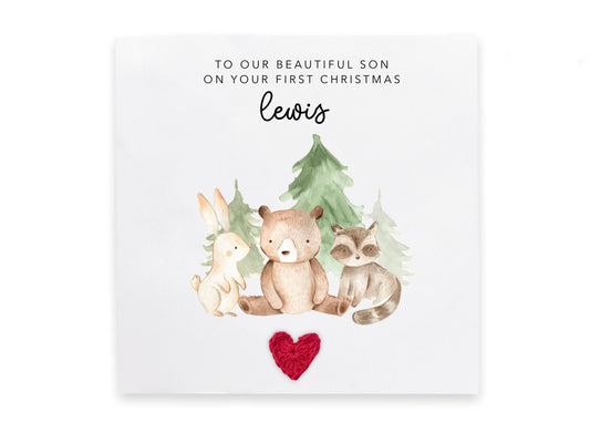 Personalised 1st Christmas Card Happy First Christmas Card for Son, Baby First Christmas Card, Merry Christmas,Son