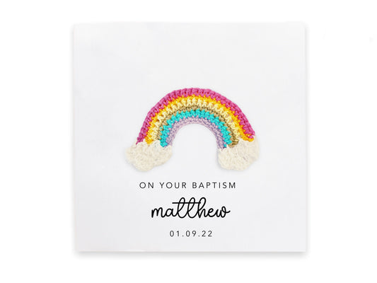 Baptism Card For Daughter Son, Personalised Baptism Card, Baptism Card For Niece, Granddaughter Baptism Card, Personalised Rainbow