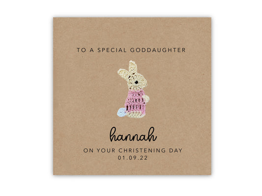 Christening Card For Goddaughter  Personalised Baptism Card, Baptism Card For Niece, Granddaughter Baptism Card, Christening, Rabbit