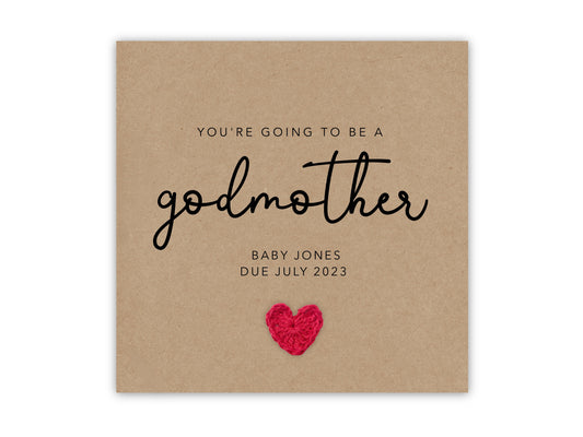 Personalised You're going to be a Godmother card, Pregnancy announcement Card, Godmother to be, New Baby Pregnancy, Send to Recipient