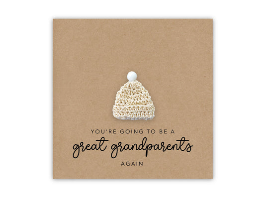 You're going to be a Great Grandparents card again, Pregnancy announcement Card, Great Grandparent, New Baby Pregnancy again, Grandparents