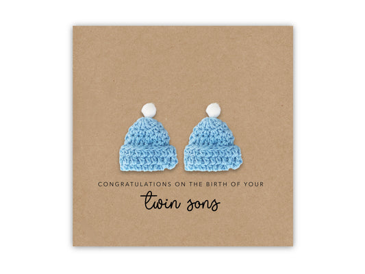 Congratulations Card New Parents to Twin Sons,  Congratulations On The Birth On Your Twins Sons, New Baby Card, Welcome Baby Twins Boys