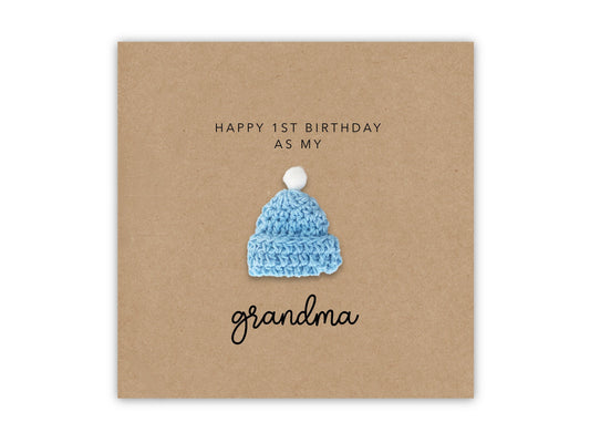 Happy 1st Birthday as my grandma  - Simple bear Birthday Card for grandma nan gran from baby son daughter - Send to recipient