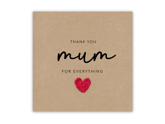 Mum Thank You Card, Cute Mothers Day Card, Best Mum Card, Mom Card, Card For Mum Thank You, Mum Card From Son, From Daughter , Mothers Day