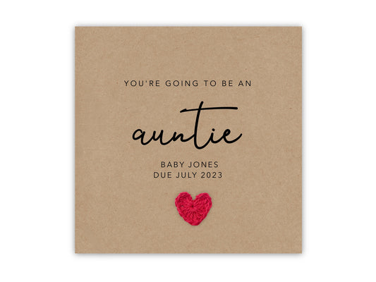 Personalised You're going to be an Auntie card, Pregnancy announcement Card, Auntie to be, New Baby Pregnancy, Send to Recipient