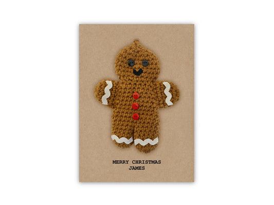 Funny Personalised man Christmas Card, Ornament , Christmas Card, Handmade Card, Crochet, Cute Christmas Card Custom Card, Decoration