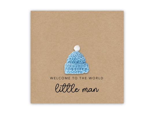 New Baby Boy Card, Personalised New Baby Card, Cute Blue Heart New Born Baby Card, Custom Baby Greeting Card, Welcome to the World, Man