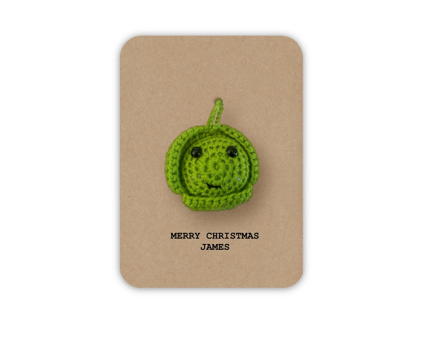 Personalised Funny Sprouts Christmas Card, Christmas Card Tree Ornament, Christmas card Ornament, Handmade, Crochet, Brussel Sprouts