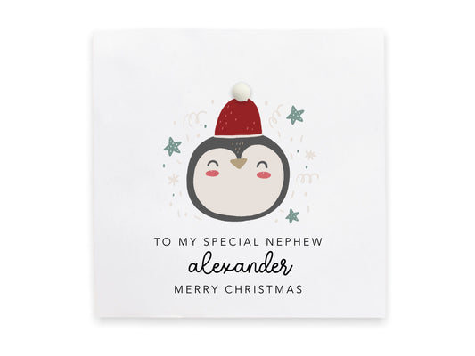 Personalised Nephew Christmas Card From Auntie, Uncle, Cute Reindeer Christmas Card For Baby Boy Nephew, Christmas Card Nephew