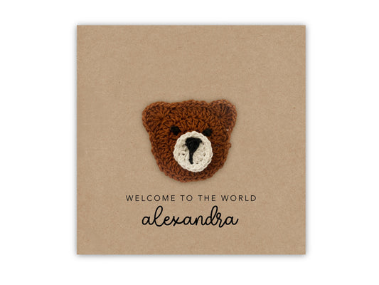 Personalised New Baby Card, Keepsake Baby Card, Custom Welcome to the World Card, Baby Congratulations Card, New Arrival Baby Bear, Keepsake