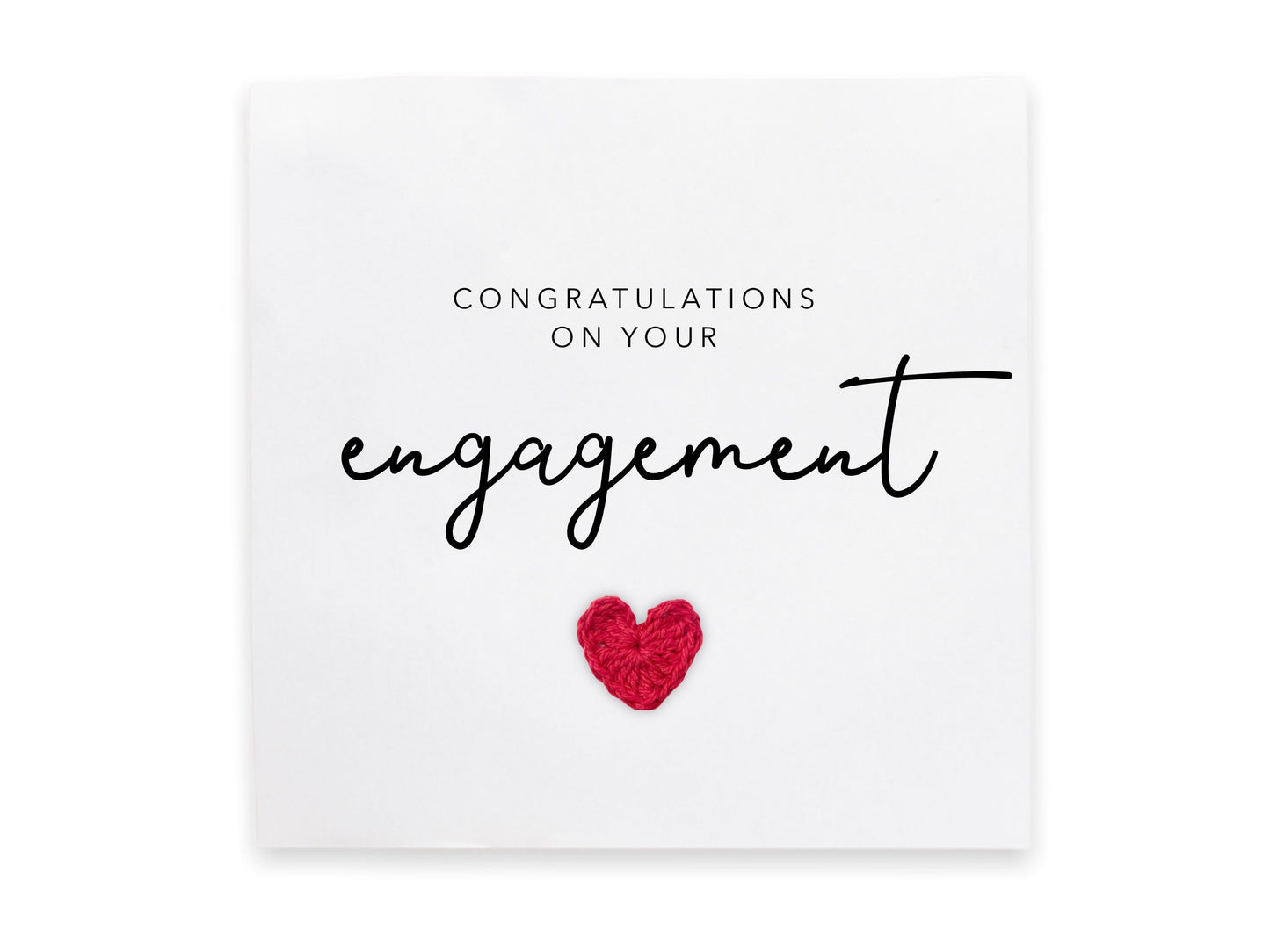 Congratulations on your engagement - Simple Engagement Card for her - Engaged Heart Card - Handmade Crochet Card - Send to recipient