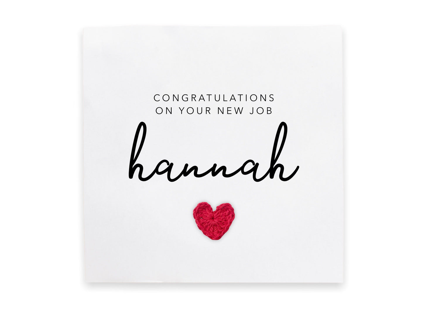 Personalised Congratulations on your new job card- Simple new job card for her  - New role card  Heart Card - Send to recipient