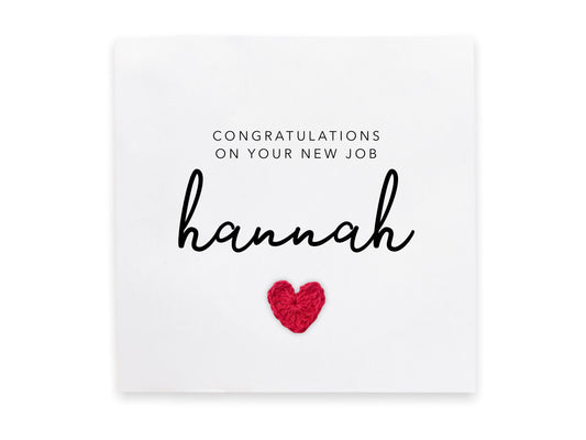 Personalised Congratulations on your new job card- Simple new job card for her  - New role card  Heart Card - Send to recipient