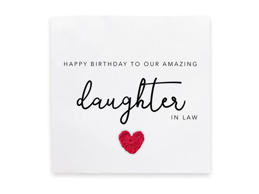 Happy Birthday to our amazing daughter in law Simple Birthday for daughter - card from mother in law - Handmade Card   - Send to recipient