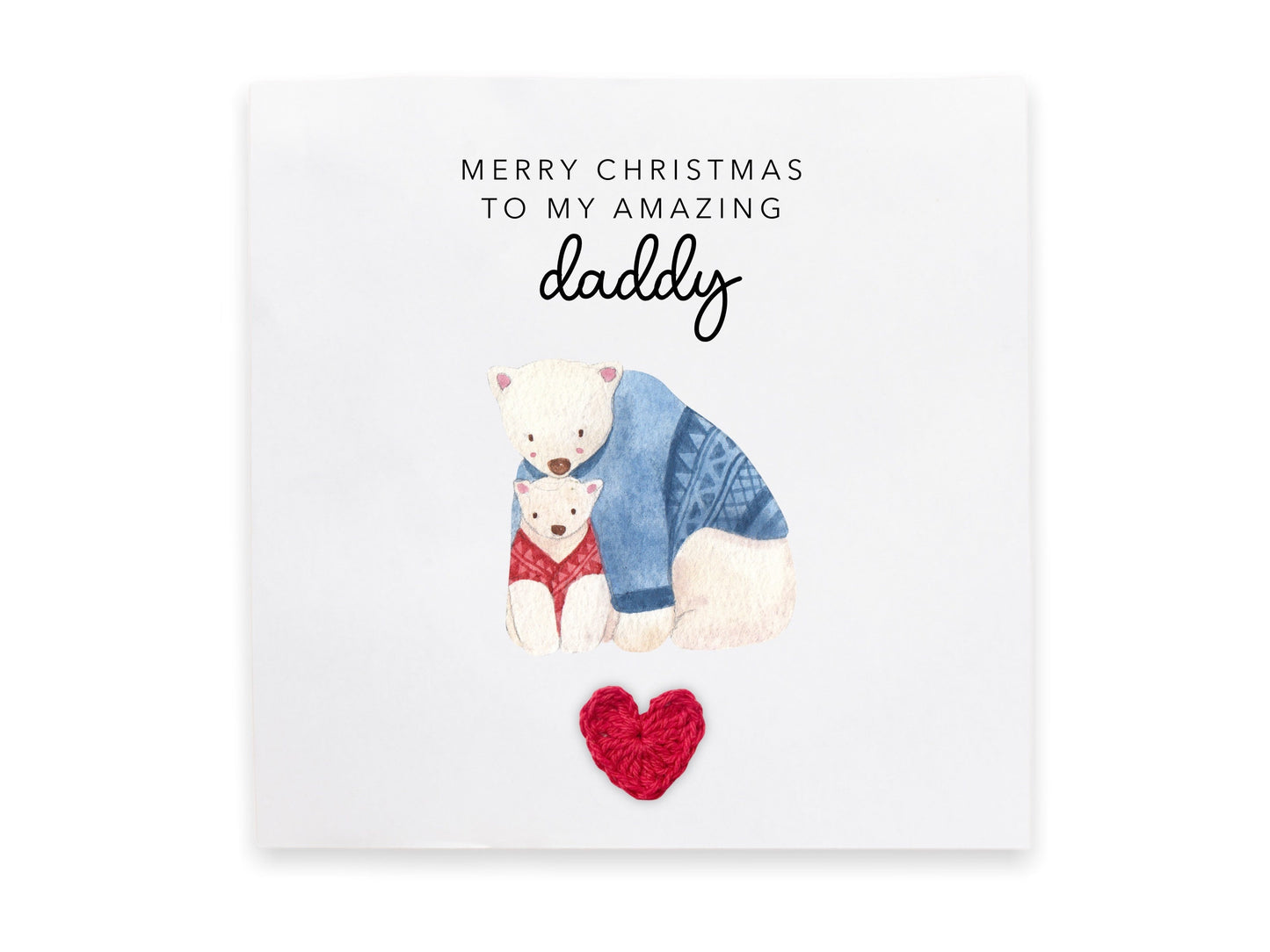 Bear Christmas Card For Dad, Dad Xmas Card From Son, From Daughter, Cute Christmas Card, Merry Christmas Card From Kids