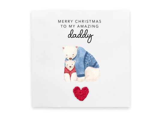 Bear Christmas Card For Dad, Dad Xmas Card From Son, From Daughter, Cute Christmas Card, Merry Christmas Card From Kids