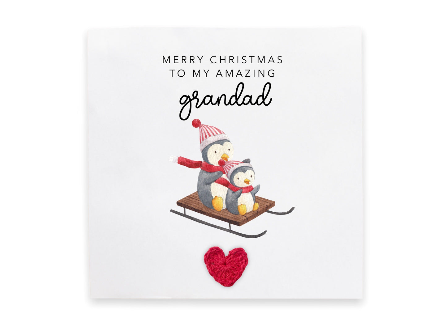 Penguin Christmas as a Grandad Card, 1st Christmas Card with Christmas Tree, Simple Xmas Card, Thoughtful Christmas Card