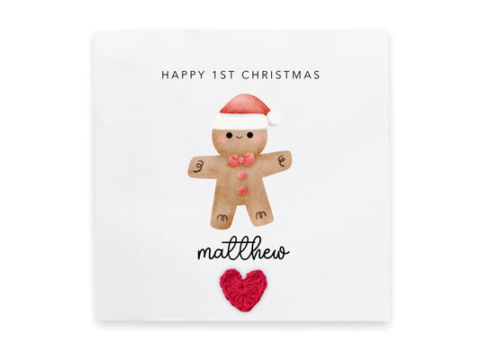 Personalised 1st Christmas Card Happy First Christmas Card for Baby, Baby First Christmas Card, Merry Christmas, Personalised, Ginger Bread