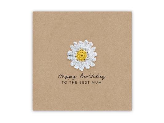 Happy Birthday Mum Card , Simple Rustic Mum Birthday Card for from Daughter / Son,  Mum Birthday Card , Mum Card, Flower, Simple Birthday