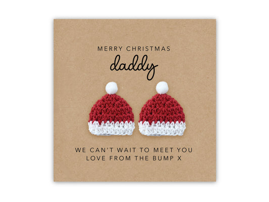 Merry Christmas Daddy From Twin Bump, Christmas Card For Dad, Daddy To be Twins Christmas Card, Cute Christmas Card From Bump, Twins