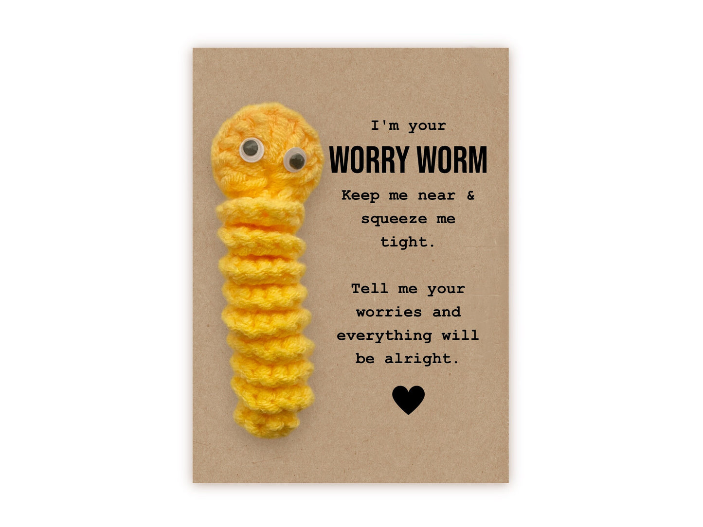 Worry Worm, Mental Health, Positivity Gift, Thinking of You, Pocket Hug, Worry, anxiety, Sensory, Fidget, Comfort, Stress Relief Gift