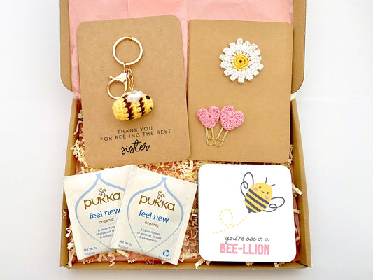 Thank You for being the Best sister gift box, Thank You Sister birthday Gift for Sister, Bee Keyring, Handmade Bee Gift for sister, Birthday