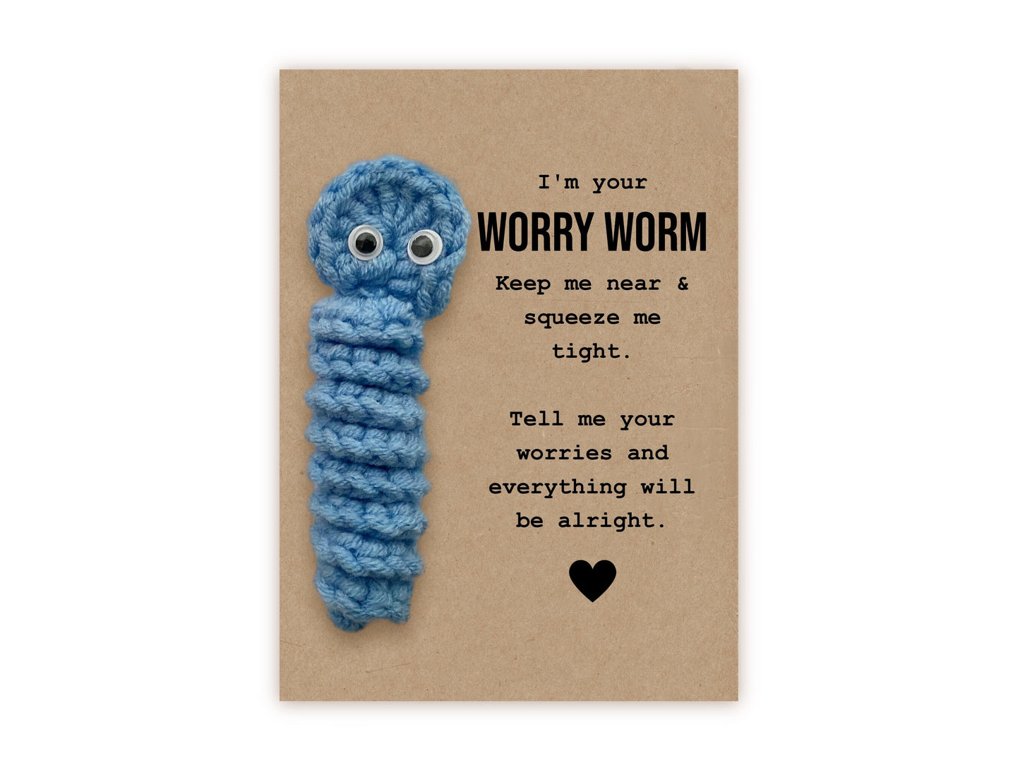 Worry Worm, Mental Health, Positivity Gift, Thinking of You, Pocket Hug, Worry, anxiety, Sensory, Fidget, Comfort, Stress Relief Gift