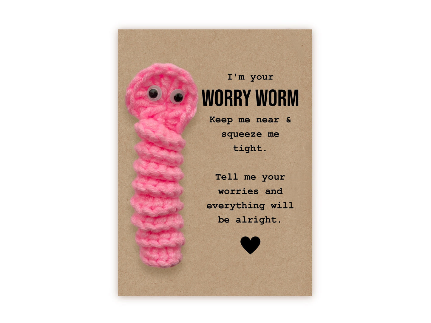 Worry Worm, Mental Health, Positivity Gift, Thinking of You, Pocket Hug, Worry, anxiety, Sensory, Fidget, Comfort, Stress Relief Gift