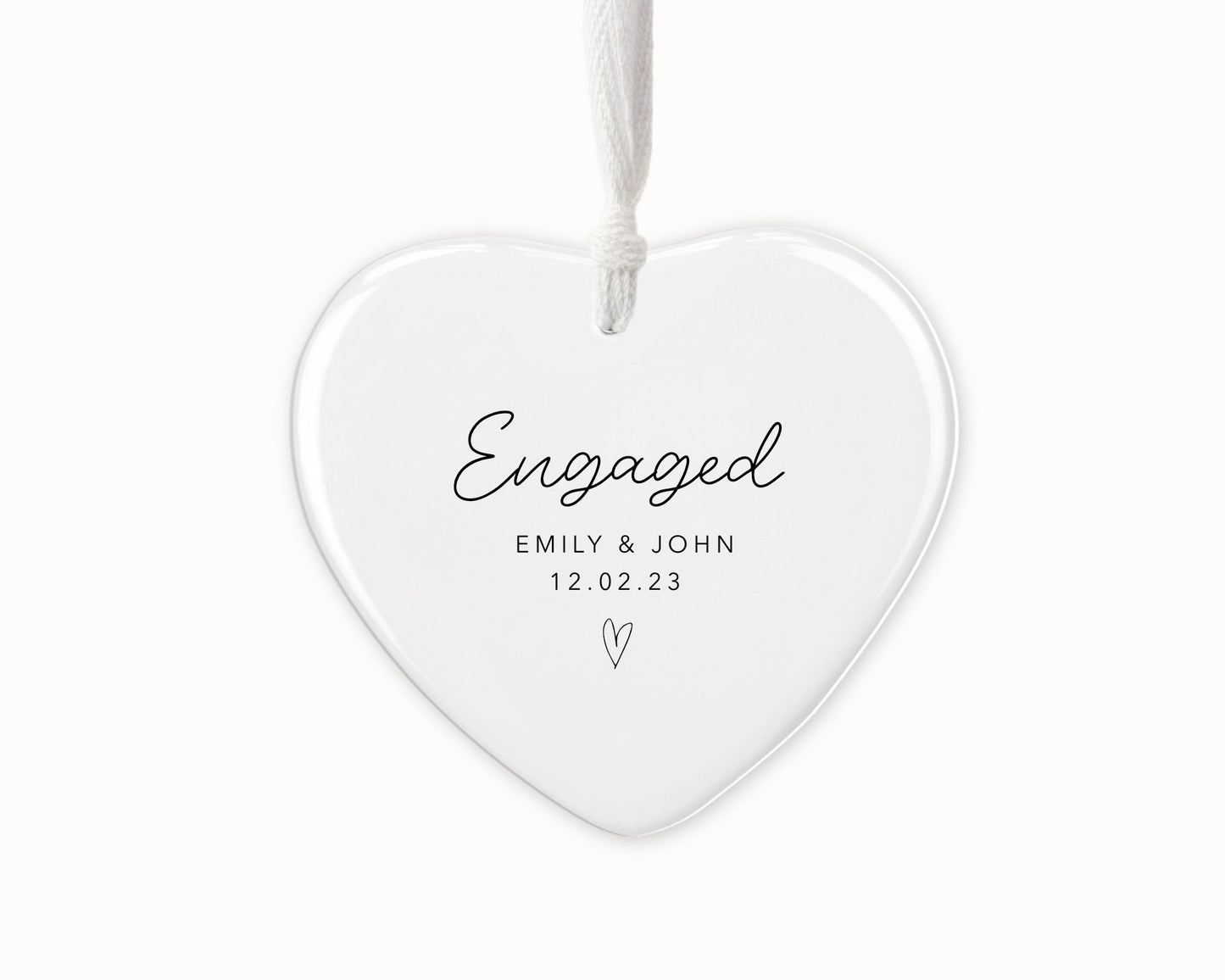 Congratulations on your engagement, Simple Engagement Gift, Ornament, Keepsake Gift, Personalised, Heart Ceramic Tag