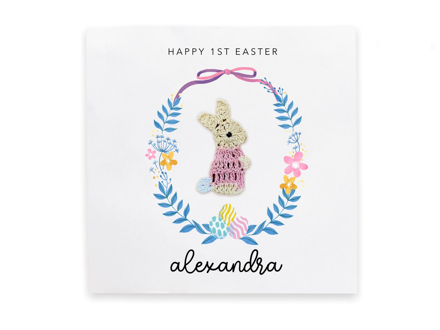 Happy First Easter, Any Name, Personalised Easter Card For Granddaughter, Babys First Easter Card, Rabbit 1st Easter Card