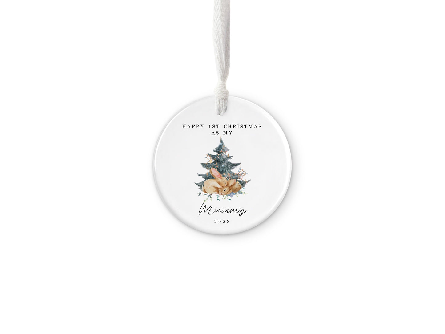 Personalised Baby's First Christmas As My Mummy Decoration Card Keepsake Christmas Card Bauble Gift Ceramic Ornament, 1st Christmas As Mummy
