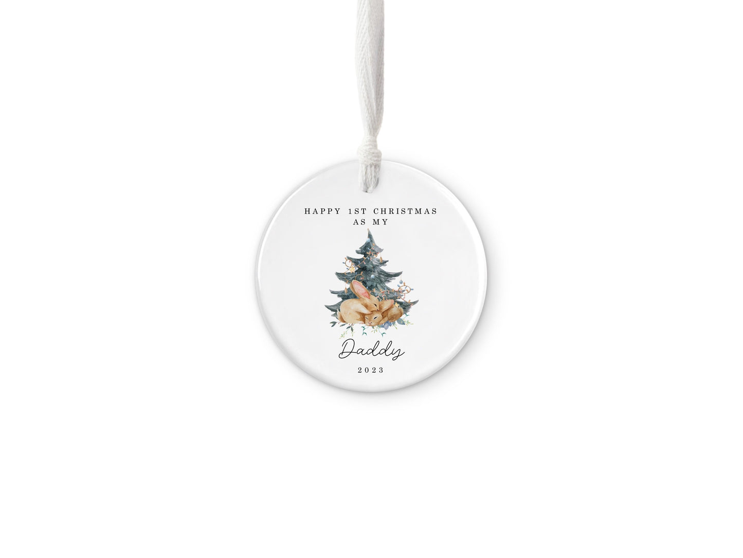 Personalised Baby's First Christmas As My Daddy Decoration Card Keepsake Christmas Card Bauble Gift Ceramic Ornament, 1st Christmas As Daddy