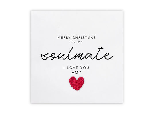 Merry Christmas To My Soulmate, Christmas card for partner wife husband girlfriend boyfriend, Personalised Christmas Card for Partner, Love