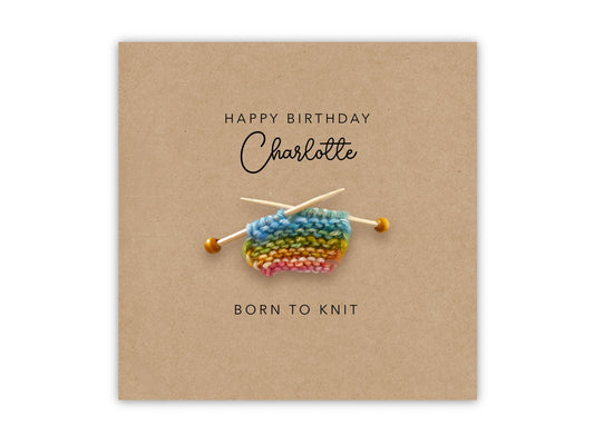 Personalised Knitters birthday card, funny knitting birthday card with a ball of wool, card for someone who knits, Crochet Card