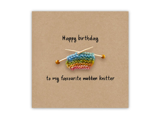 Knitters birthday card, funny knitting birthday card with a ball of wool, card for someone who knits, Crochet Card