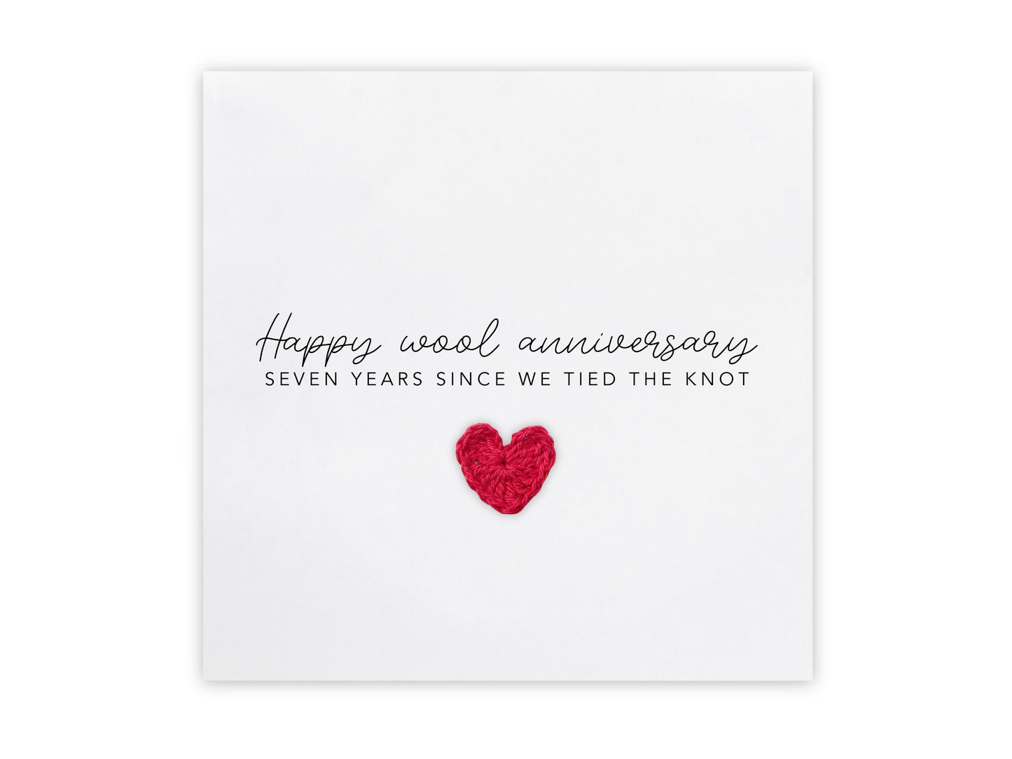 Wool 7th Wedding Anniversary Card, Wool Wedding Anniversary Card, Wool Heart - Anniversary Card For Husband Or Wife, 7th Anniversary