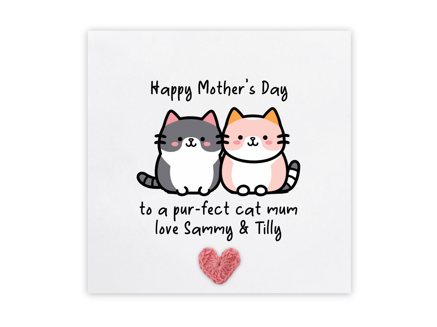 Happy Mothers Day To Cat Mum, Personalised Cat Mum Mothers Day Card, Mothers Day Card For Cat Mum, Happy Mothers Day Card