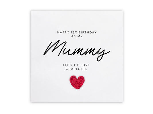 Happy 1st Birthday as my mummy, Simple Birthday Card for mum from baby son daughter - Handmade Card for her, Personalised Card