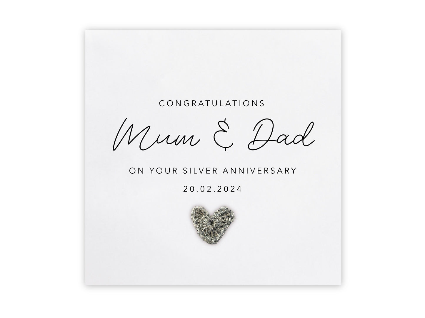 25th Silver Anniversary Card, Golden Wedding Anniversary,Silver, Happy 25th Wedding Card, Card For Mum & Dad  Couple, Parents