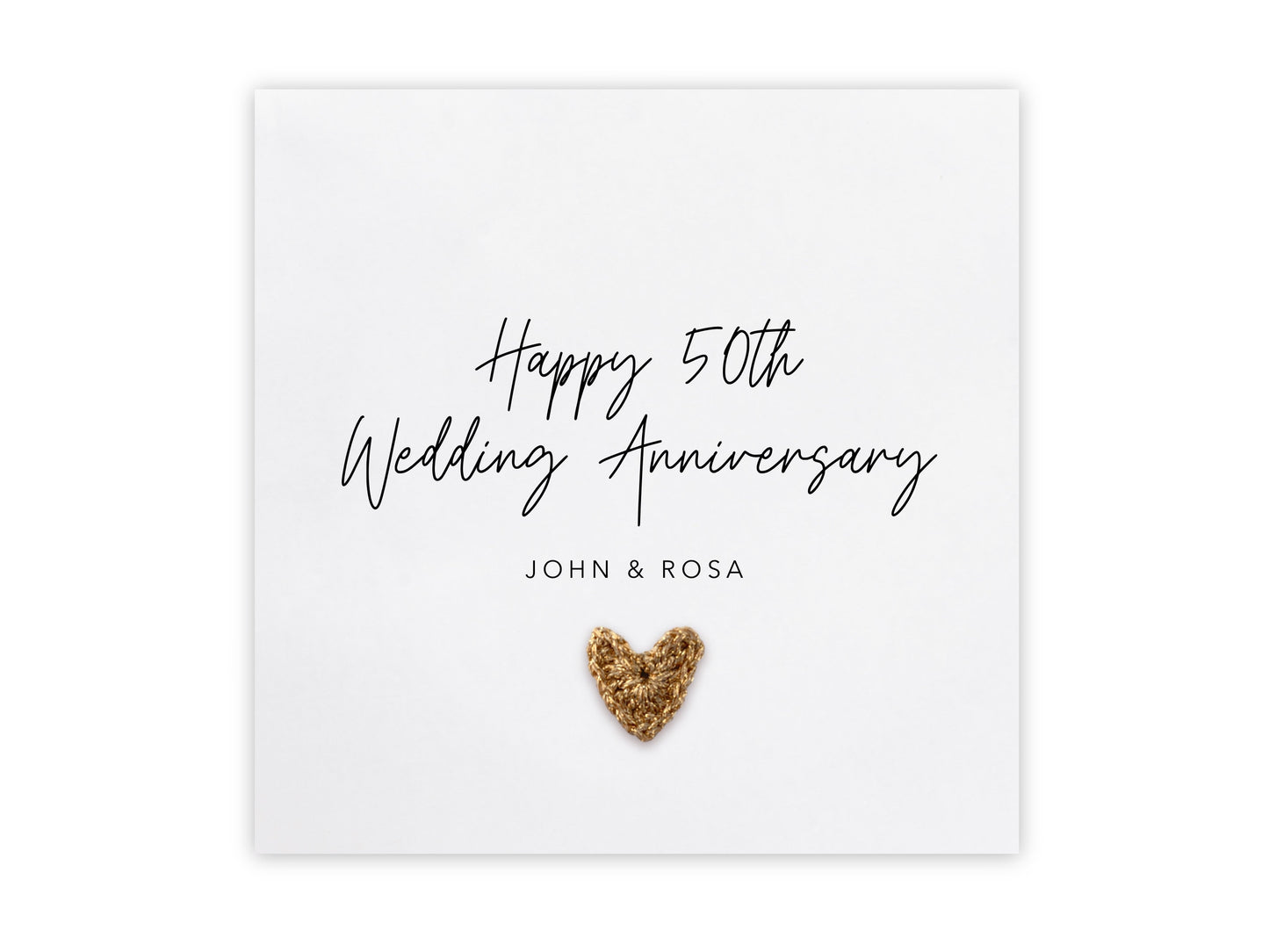 50th Anniversary Card, Golden Wedding Anniversary, Gold, Happy 50th Wedding Card, Card For Mum & Dad  Couple, Friends,