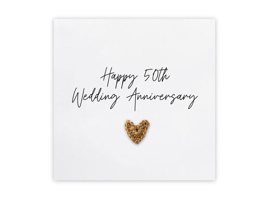 50th Anniversary Card, Golden Wedding Anniversary, Gold, Happy 50th Wedding Card, Card For Mum & Dad  Couple, Friends,